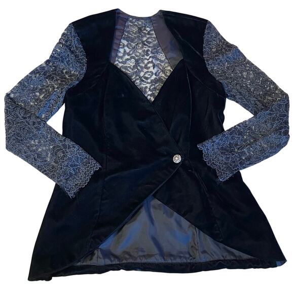 VTG ala Carte California Whimsygoth Black Velvet & Lace Romantic Jacket Sz 13-14 - Picture 1 of 11